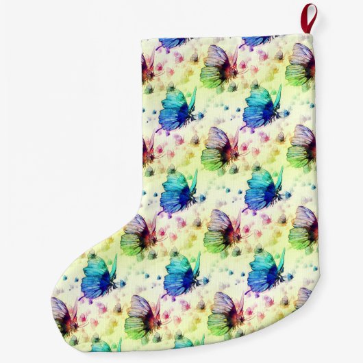 Waterverf Vlinders Kous Grote Kerstsok (Achterkant)