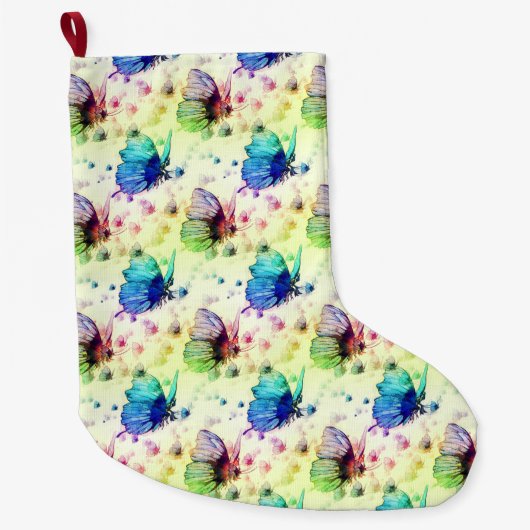 Waterverf Vlinders Kous Grote Kerstsok (Voorkant)