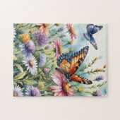 Waterverf Vlinders Lente Weide Bloemen Legpuzzel (Horizontaal)