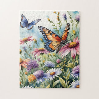Waterverf Vlinders Lente Weide Bloemen Legpuzzel