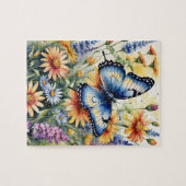 Waterverf Vlinders Lente Weide Wilde Bloemen Legpuzzel (Horizontaal)