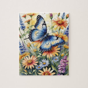 Waterverf Vlinders Lente Weide Wilde Bloemen Legpuzzel