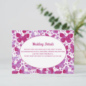 Waterverf Vlinders MagentaRoze Huwelijksdetails Informatiekaartje (Staand voorkant)