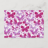 Waterverf Vlinders MagentaRoze Huwelijksdetails Informatiekaartje (Achterkant)