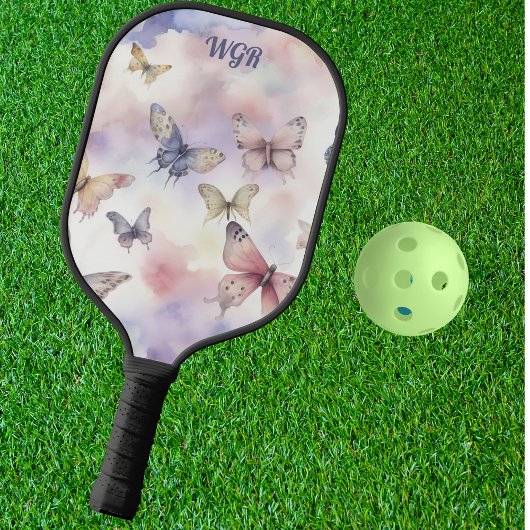 Waterverf Vlinders met Monogram Pickleball Paddle