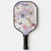 Waterverf Vlinders met Monogram Pickleball Paddle (Voorkant)