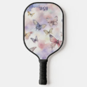 Waterverf Vlinders met Monogram Pickleball Paddle (Achterkant)