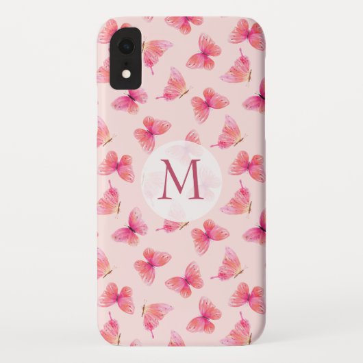 Waterverf Vlinders Monogram Blush Case-Mate iPhone Case (Achterkant)