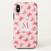 Waterverf Vlinders Monogram Blush Case-Mate iPhone Case (Achterkant)