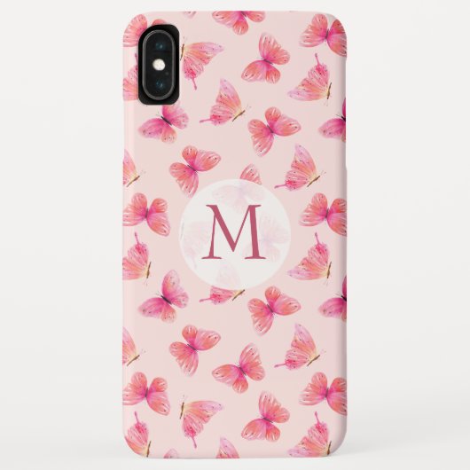 Waterverf Vlinders Monogram Blush Case-Mate iPhone Case (Achterkant)