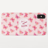 Waterverf Vlinders Monogram Blush Case-Mate iPhone Case (Achterkant (horizontaal))