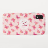 Waterverf Vlinders Monogram Blush Case-Mate iPhone Case (Achterkant (horizontaal))