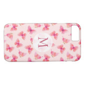 Waterverf Vlinders Monogram Blush Case-Mate iPhone Case (Achterkant (Horizontaal))