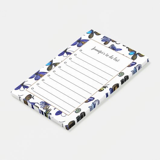 Waterverf vlinders monogrammed to do list post-it® notes (Schuin)