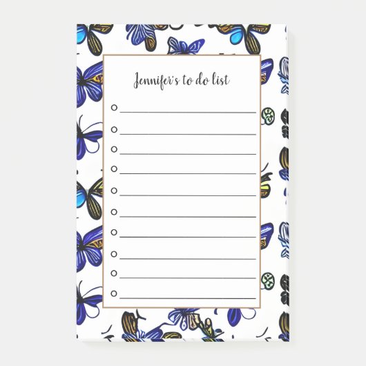 Waterverf vlinders monogrammed to do list post-it® notes (Voorkant)