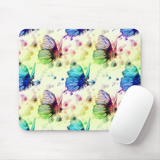 Waterverf Vlinders Mousepad Muismat (Met muis)