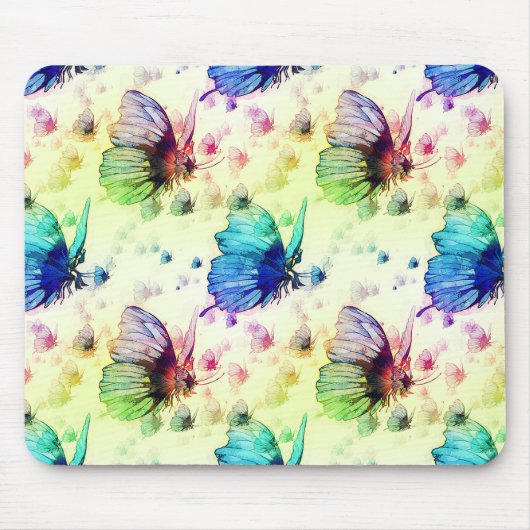 Waterverf Vlinders Mousepad Muismat (Voorkant)