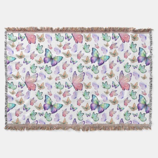 Waterverf vlinders naadloos patroon deken (Voorkant)