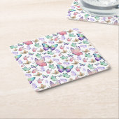 Waterverf vlinders naadloos patroon kartonnen onderzetters (Schuin)