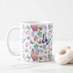 Waterverf vlinders naadloos patroon koffiemok