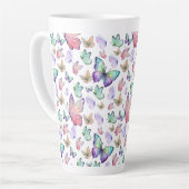 Waterverf vlinders naadloos patroon latte mok (Linkerhoek)