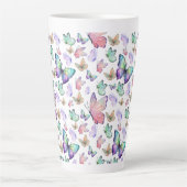 Waterverf vlinders naadloos patroon latte mok (Voorkant)