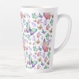 Waterverf vlinders naadloos patroon latte mok