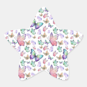 Waterverf vlinders naadloos patroon ster sticker