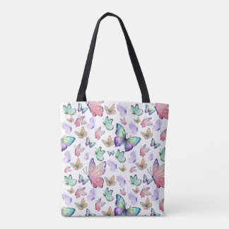 Waterverf vlinders naadloos patroon tote bag