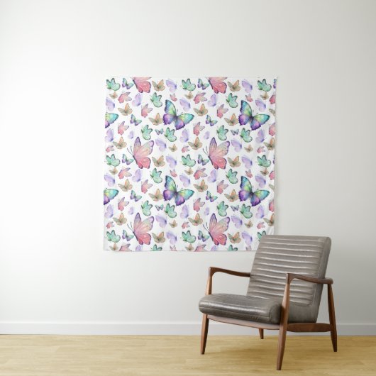 Waterverf vlinders naadloos patroon wandkleed (In situ)