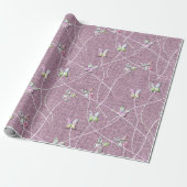 Waterverf Vlinders op Stof Roze Cadeaupapier (Uitgerold)