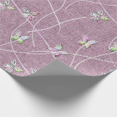 Waterverf Vlinders op Stof Roze Cadeaupapier (Hoek)