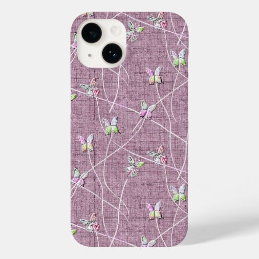 Waterverf Vlinders op Stof Roze Case-Mate iPhone Case (Achterkant)