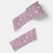 Waterverf Vlinders op Stof Roze Grosgrain Lint (Achterkant)