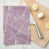 Waterverf Vlinders op Stof Roze Theedoek (Quarter Fold)
