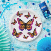  waterverf vlinders papieren bordje (Feest)