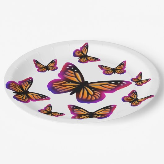  waterverf vlinders papieren bordje (Gekanteld)