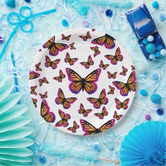  waterverf vlinders papieren bordje (Feest)