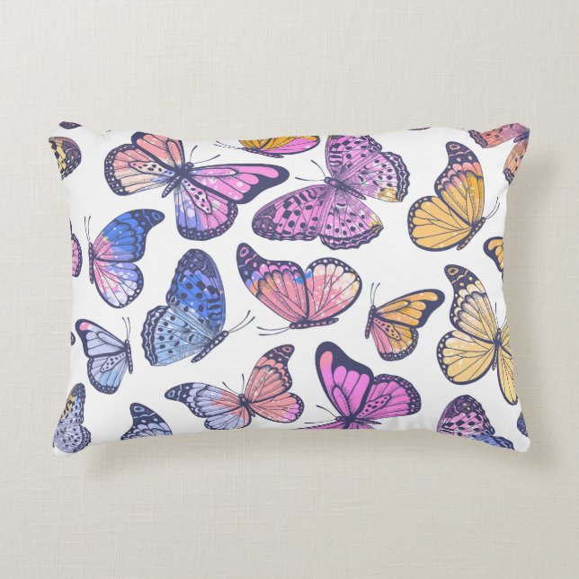 Waterverf vlinders: pastel  patroon. accent kussen (Voorkant)