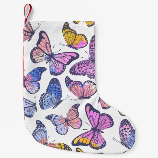 Waterverf vlinders: pastel  patroon. kleine kerstsok (Voorkant)