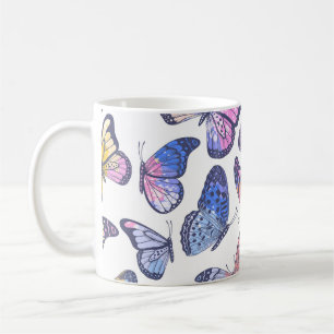 Waterverf vlinders: pastel  patroon. koffiemok