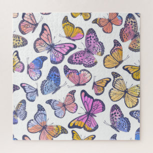 Waterverf vlinders: pastel patroon. legpuzzel