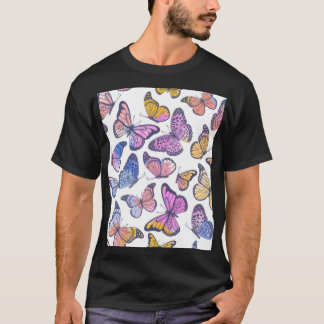 Waterverf vlinders: pastel patroon. t-shirt