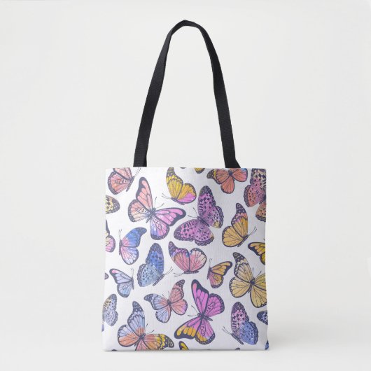 Waterverf vlinders: pastel patroon. tote bag (Voorkant)