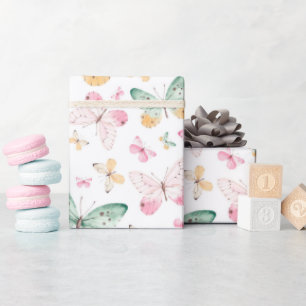 Waterverf Vlinders Patroon Cadeaupapier