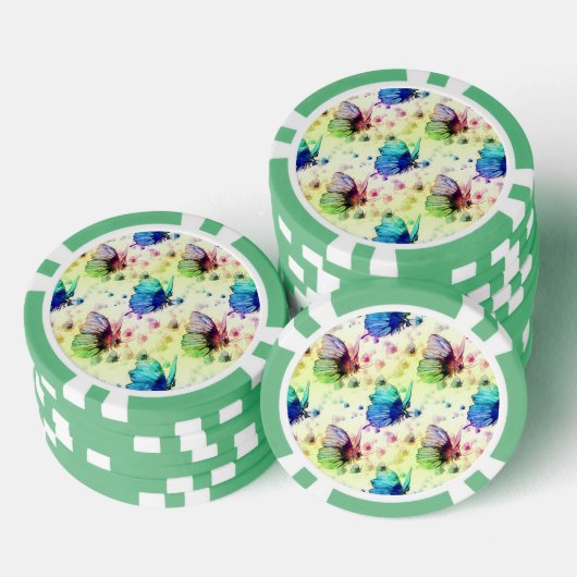 Waterverf Vlinders Poker Chips (Opstapeling)