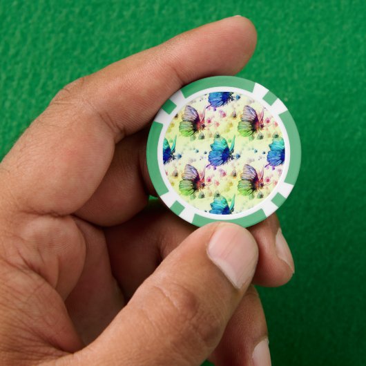 Waterverf Vlinders Poker Chips (Hand)