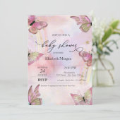 Waterverf Vlinders Rainbows Baby shower Kaart (Staand voorkant)