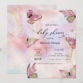 Waterverf Vlinders Regenbogen Baby Shower Kaart (Voorkant / Achterkant)