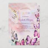 Waterverf Vlinders Regenboog Baby shower Kaart (Voorkant / Achterkant)